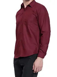 Men Stylish Maroon Cotton Solid Long Sleeve Semi Formal Shirt-thumb1