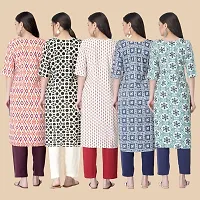 Stylish Straight Multicoloured Printed Crepe Kurta-Combo Of 5-thumb1