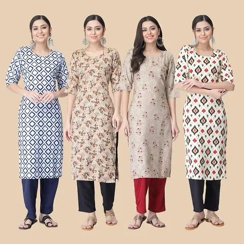 Trendy Crepe Kurta For Women- Combo Of 4