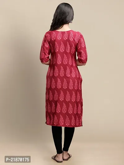 Elegant Crepe Rani Pink Printed 3/4 Sleeve Kurta For Women-thumb4