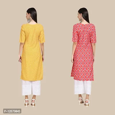 Women's Crepe Digital Printed Straight Kurti {Pack of 2}-thumb2