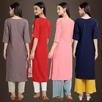 Elegant Crepe Printed Straight 3/4 Sleeves Kurta For Women- Pack Of 4-thumb1