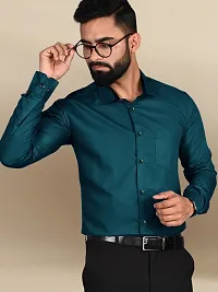 Stylish Cotton Blue Solid Formal Shirt For Men-thumb3