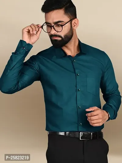 Stylish Cotton Blue Solid Formal Shirt For Men-thumb4