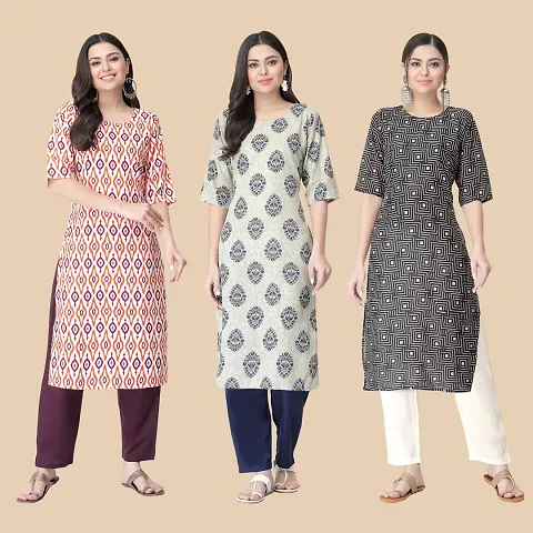 Fancy Crepe Printed Kurtis Combo Pack Of 3 Vol 8