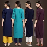 Elegant Crepe Printed Straight 3/4 Sleeves Kurta For Women- Pack Of 4-thumb1