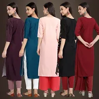 Elegant American Crepe Printed Straight 3/4 Sleeves Kurta For Women- Pack Of 5-thumb1