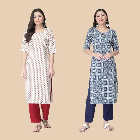 Combo Of 2 Crepe Printed Kurtis