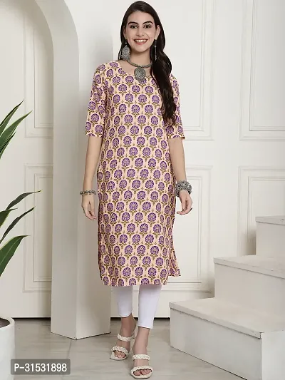 Stylish Beige Crepe Kurta For Women-thumb2