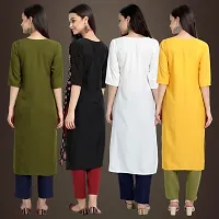 Elegant Crepe Printed Straight 3/4 Sleeves Kurta For Women- Pack Of 4-thumb1