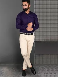 Reliable Purple Cotton Solid Long Sleeve Formal Shirt For Men-thumb1
