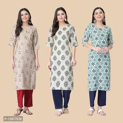 Classic Crepe Printed Kurtis For Women Combo Pack Of 3