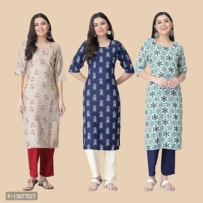 Classic Crepe Printed Kurtis For Women Combo Pack Of 3