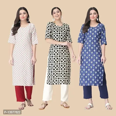 Classic Crepe Printed Kurtis For Women Combo Pack Of 3