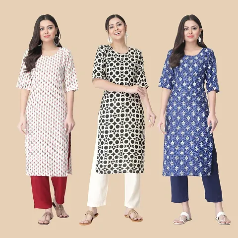 Fancy Crepe Printed Kurtis Combo Pack Of 3 Vol 9