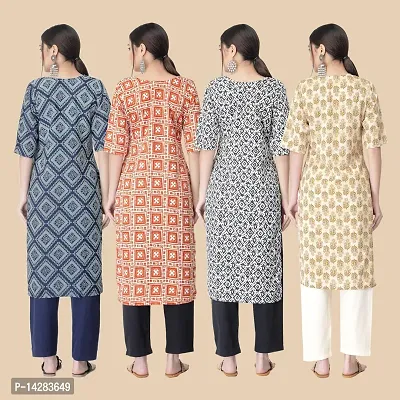 Trendy Crepe Multicoloured Printed Kurta For Women- Combo Of 4-thumb2