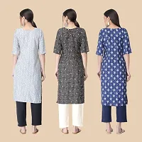 Stylish Crepe Multicoloured Printed Kurta For Women- Combo Of 3-thumb1