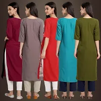 Elegant American Crepe Printed Straight 3/4 Sleeves Kurta For Women- Pack Of 5-thumb1