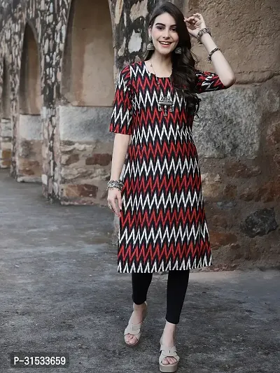 Stylish Crepe Printed Stitched Kurta For Women-thumb2