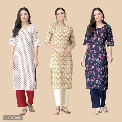 Classic Crepe Printed Kurtis For Women Combo Pack Of 3