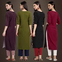 Elegant Crepe Printed Straight 3/4 Sleeves Kurta For Women- Pack Of 4-thumb1