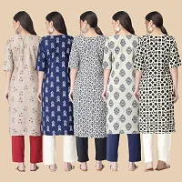 Stylish Straight Multicoloured Printed Crepe Kurta-Combo Of 5-thumb1