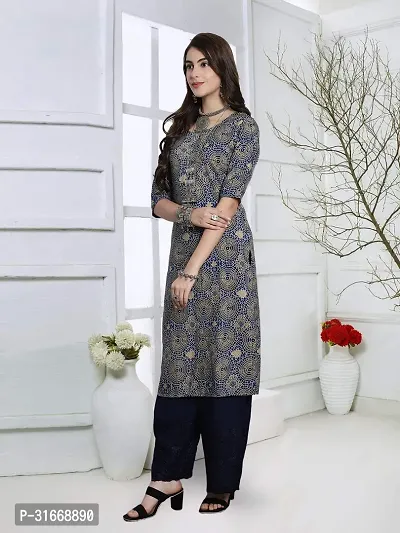 Stylish Blue Crepe Kurta For Women-thumb3