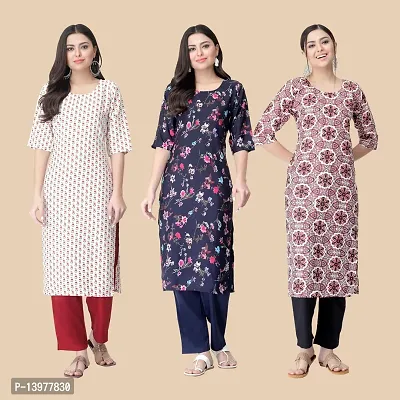 Classic Crepe Printed Kurtis For Women Combo Pack Of 3