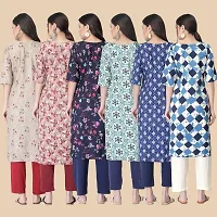 Straight Multicoloured  Crepe Kurta Combo Set Of 6-thumb1