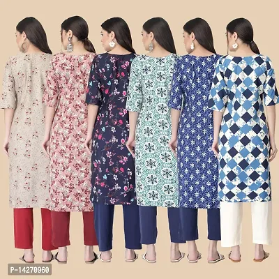 Straight Multicoloured  Crepe Kurta Combo Set Of 6-thumb2