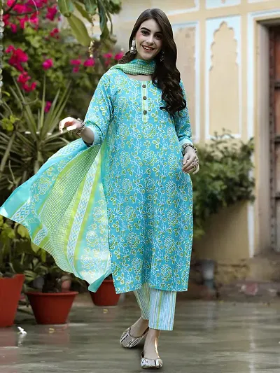 Stylish Kurta, Bottom And Dupatta Set For Women