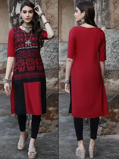 Stylish Crepe Printed Straight Kurtis