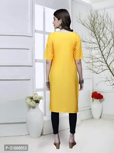 Stylish Yellow Crepe Kurta For Women-thumb2