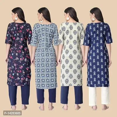 Trendy Crepe Multicoloured Printed Kurta For Women- Combo Of 4-thumb2