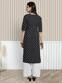 Stylish Black Crepe A-Line Printed Stitched Kurti For Women-thumb1