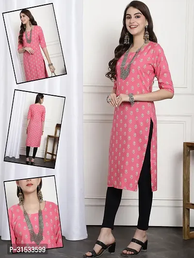 Stylish Crepe Printed Stitched Kurta For Women-thumb0