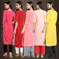 Elegant American Crepe Printed Straight 3/4 Sleeves Kurta For Women- Pack Of 5-thumb1