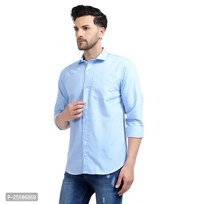 Reliable Blue Cotton Solid Long Sleeve Formal Shirts For Men-thumb2