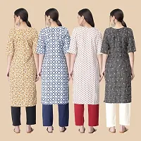 Trendy Crepe Multicoloured Printed Kurta For Women- Combo Of 4-thumb1