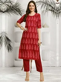 Stylish A-Line Red Printed Crepe Kurta Bottom Set For Women-thumb1
