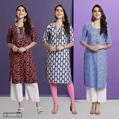 Stylish Fancy Designer Crepe Printed Kurta For Women Combo Of 3