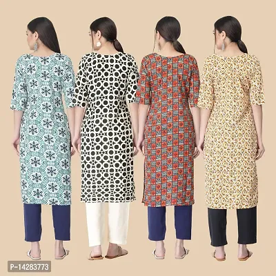 Trendy Crepe Multicoloured Printed Kurta For Women- Combo Of 4-thumb2