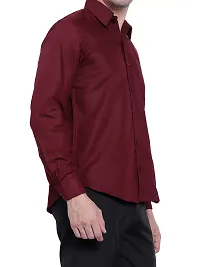 Men Stylish Maroon Cotton Solid Long Sleeve Semi Formal Shirt-thumb2