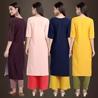 Elegant Crepe Printed Straight 3/4 Sleeves Kurta For Women- Pack Of 4-thumb1