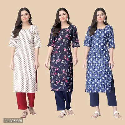 Classic Crepe Printed Kurtis For Women Combo Pack Of 3