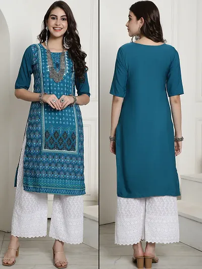 Stylish Crepe Printed Straight Kurtis