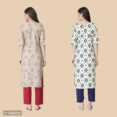 Stylish Multicoloured Crepe Printed Kurta For Women- Combo Of 2-thumb2