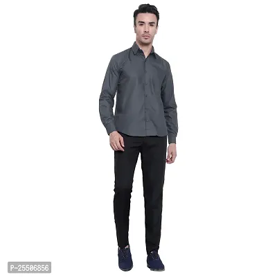 Reliable Grey Cotton Solid Long Sleeve Formal Shirts For Men