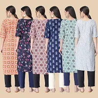 Straight Multicoloured  Crepe Kurta Combo Set Of 6-thumb1