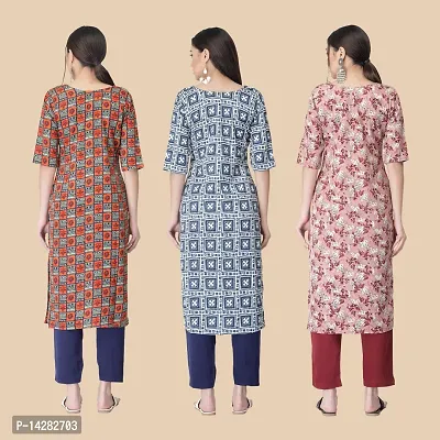 Stylish Crepe Multicoloured Printed Kurta For Women- Combo Of 3-thumb2